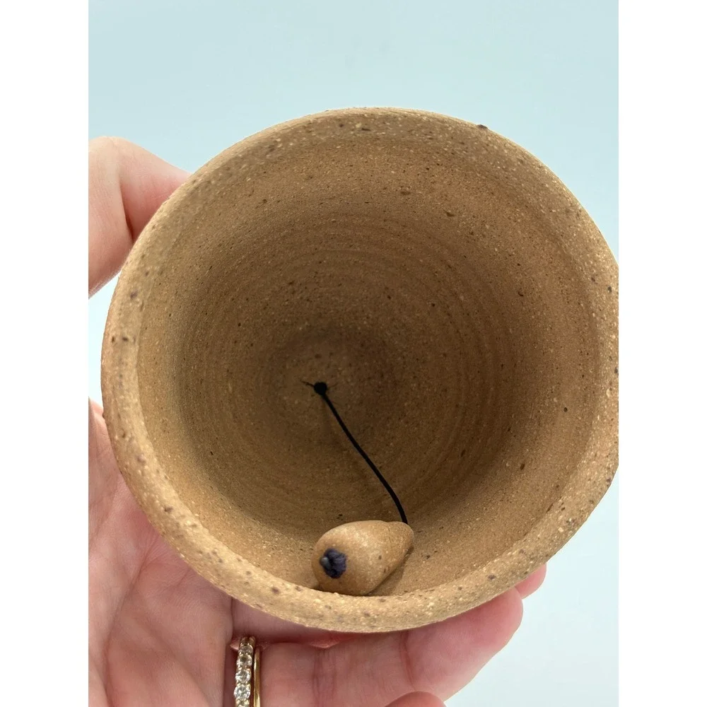 Pottery Bell Unique Small Brown Speckled Textured Stoneware Decor One of a Kind